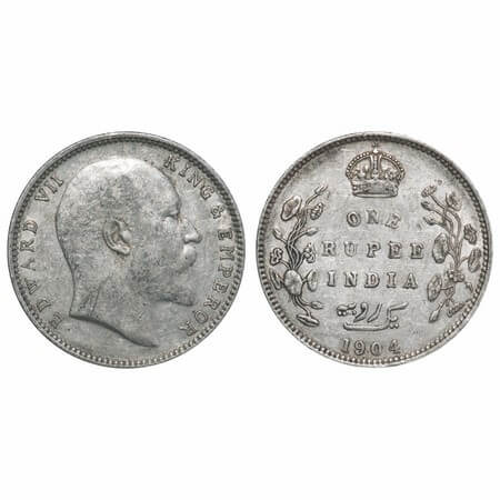 Edward VII, Silver, Rupee, 1903, Calcutta Mint, No mint mark, Error 4 Diamonds in Urdu ins