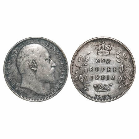 Edward VII, Silver, Rupee, 1903, Calcutta Mint, No mint mark, Error, 4 Diamonds in Urdu in