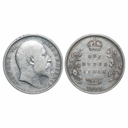Edward VII, Silver, Rupee, 1903, Bombay Mint, 'B' raised, No dot. F. Prid 198. GK 925. Ver