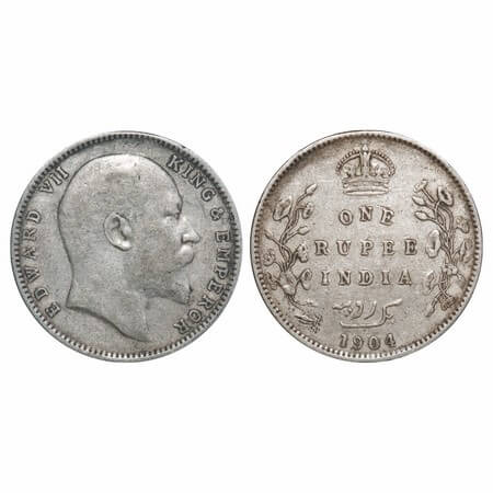 Edward VII, Silver, Rupee, 1904, Bombay Mint, 'B' incused and dot, 5 Diamonds and bottom s