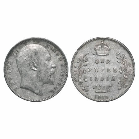 Edward VII, Silver, Rupee, 1910, Bombay Mint, 'B incused and dot, Last numerals '10' struc