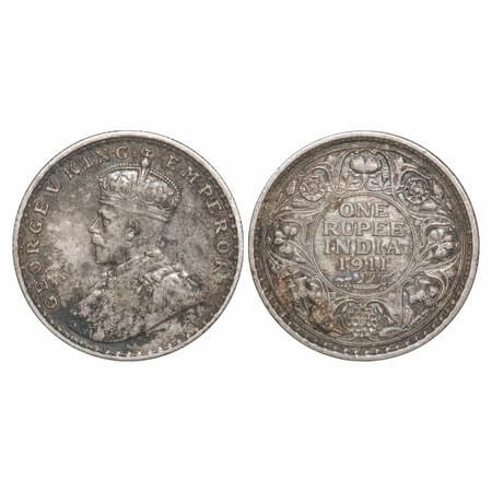 George V, Silver, Rupee, 1911, Bombay Mint, Dot, Pig-Type. F. Prid 217. GK 1022. Very Fine