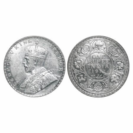 George V, Silver, Rupee, 1912, Bombay Mint, Dot, Redrawn Elephant with long tusk. F. Prid 