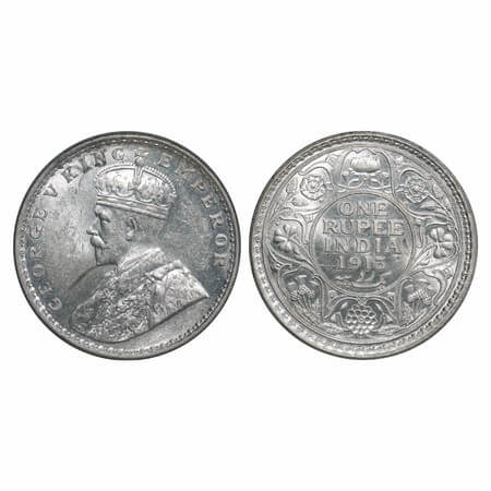 George V, Silver, Rupee, 1913, Bombay Mint, Dot, Elephant. F. Prid 219. GK 1028. Uncircula