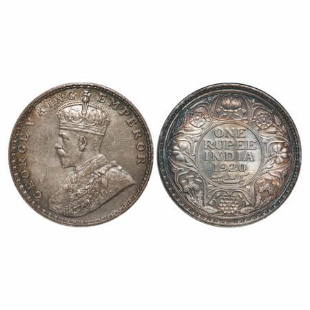 George V, Silver, Rupee, 1920, Bombay Mint, Dot, Elephant. F. Prid 226. GK 1042. Brilliant