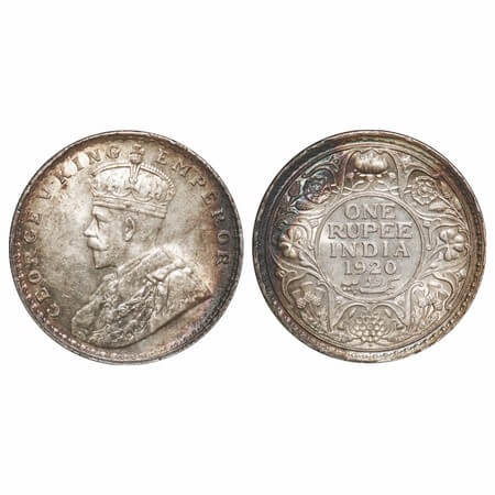 George V, Silver, Rupee, 1920, Bombay Mint, Dot, Elephant F. Prid 226. GK 1042. Uncirculat