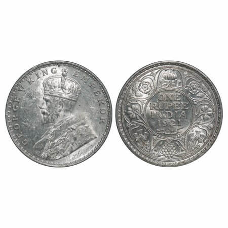 George V, Silver, Rupee, 1921, Bombay Mint, Dot, Elephant. F. Prid 227. GK 1043. Brilliant