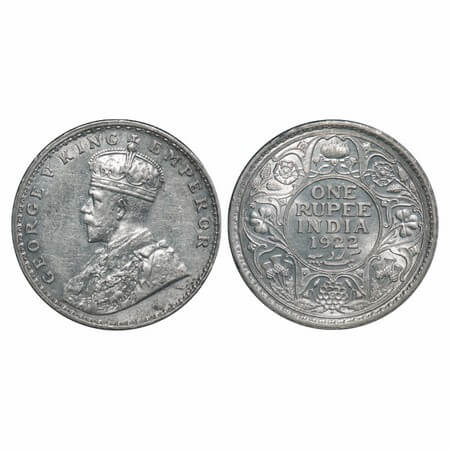George V, Silver, Rupee, 1922, Bombay Mint, Dot, Elephant. F. Prid 228. GK 1044. Uncircula