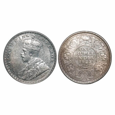 George V, Silver, Rupee, 1922, Bombay Mint, Dot, Elephant. F. Prid 228. GK 1044. Almost Un