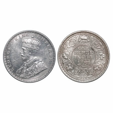 George V, Silver, Rupee, 1922, Bombay Mint, Dot, Elephant. F. Prid 228. GK 1044. Almost Un