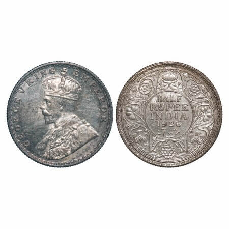 George V, Silver, Half Rupee, 1926, Bombay Mint, Dot. F. Prid 348. GK 1068. Uncirculated. 