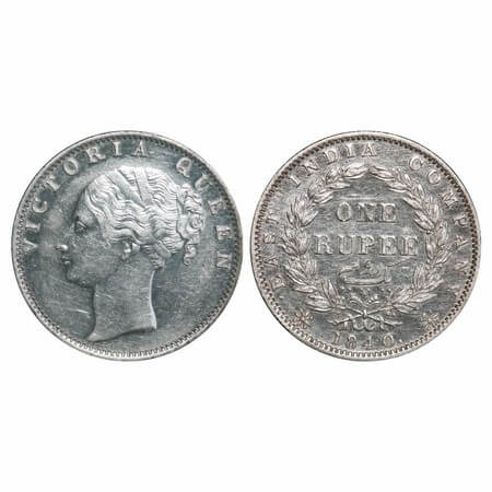 Victoria Queen, Silver, Rupee, 1840, CL, Madras Mint, A/VII, 'S' incused, English Head, Wr