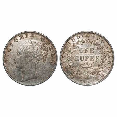Victoria Queen, Silver, Rupee, 1840, CL, Bombay Mint, C/VI, English Head with completely m