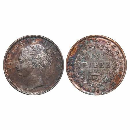Victoria Queen, Silver, Rupee, 1840, CL, Bombay Mint, C/VI, English Head with completely m