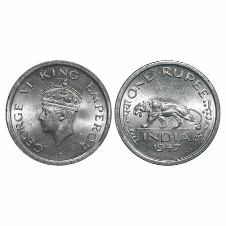 George VI, Nickel, Rupee, 1947, Lahore Mint, E/IV, No mint mark, Security edge. F. Prid 67