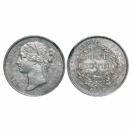 Victoria Queen, Silver, Rupee, 1840, DL, Madras Mint, W.W. 'R' raised, 'B' broken at botto