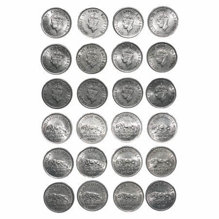 George VI, Nickel, 1/4 Rupee, (lot of 12 coins), 1 to 6) 1946, Bombay Mint, Head Type II, 