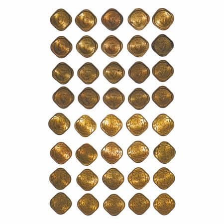 George VI, Nickel-Brass, 1/2 Anna, (lot of 20 coins), 1942 (10) & 1943(10), Calcutta Mint,