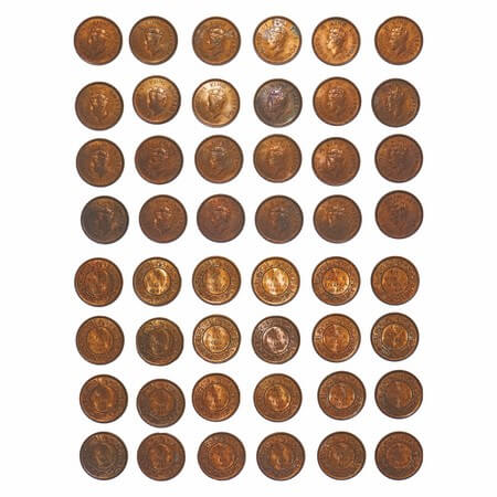 George VI, Bronze, 1/2 Pice, (lot of 24 coins), 1940, Calcutta Mint, No dot, head Type I. 