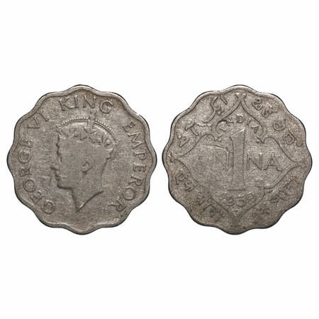 George VI, Copper-Nickel, 1 Anna, 1939, Bombay Mint, Head Type II, Dot, Mule. F. Prid Unli