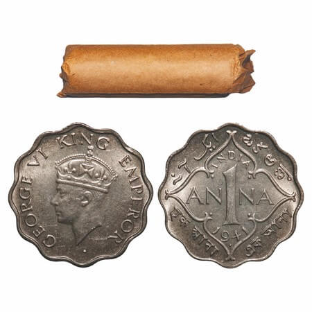 George VI, Copper-Nickel, 1 Anna, (Roll of 24 coins), 1941, Bombay Mint, Dot, Head Type II
