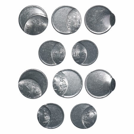 1 & 2 Rupees, FSS (5 Coins), (2011-2019), Misalingned Dies, various percentage of shifting