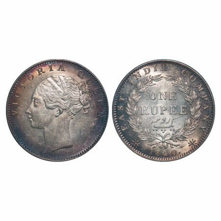 Victoria Queen, Silver, Rupee, 1840, CL, Calcutta Mint, D/VI, With 'M' incused, Indian Hea