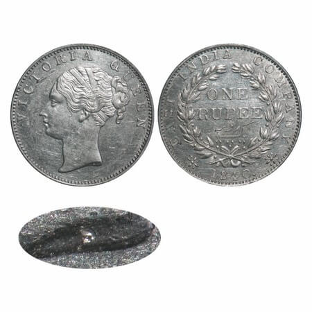 Victoria Queen, Silver, Rupee, 1840, CL, Madras Mint, A/IV, 'S' incused & 'V' raised, Engl