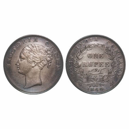 Victoria Queen, Silver, Rupee, 1840, CL, Madras Mint, A/VIII, 'S' incused, English Head, W