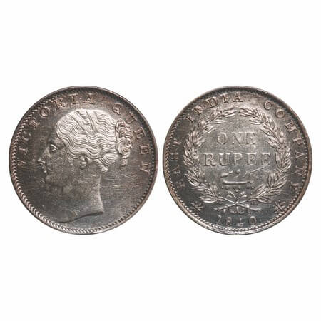 Victoria Queen, Silver, Rupee, 1840, CL, Bombay Mint, C/VI, English Head with completely m