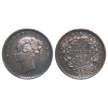 Victoria Queen, Silver, 1/4 Rupee, 1840, CL, Madras Mint, A(a)/I, 'S' incused and 'V' rais