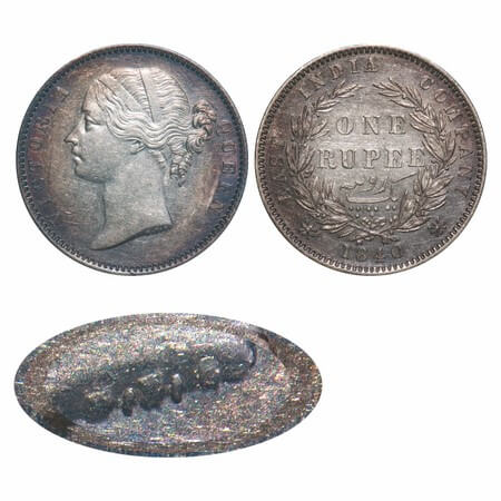 Victoria Queen, Silver, Rupee, 1840, DL, Madras Mint, W.W. 'S' raised, Wreath with 28 Berr