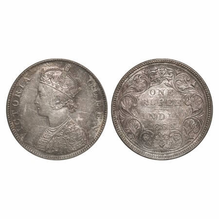 Victoria Queen, Silver, Rupee, 1862, Madras Mint, B1/II/0/0, w/o enclosed frame effect. F.