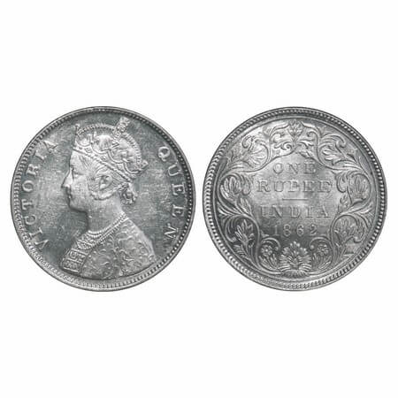 Victoria Queen, Silver, Rupee, 1862, Bombay Mint, B/II/1/0. F. Prid 69. GK 286. Brilliant 