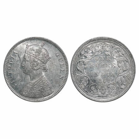 Victoria Queen, Silver, Rupee, 1862, Bombay Mint, A/II/0/5, Complete 'D' in India, w/o ini