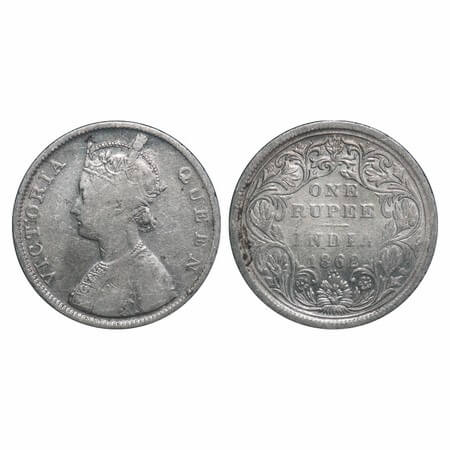 Victoria Queen, Silver, Rupee, 1862, Bombay Mint, B/II/0/5. F. Prid Unlisted. GK 320. Very