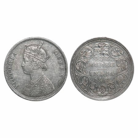 Victoria Queen, Silver, Rupee, 1862, Bombay Mint, A/II/1/2, With initial 'J'. F. Prid 103.