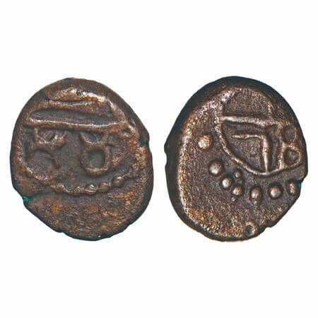 Madras Presidency, Copper Great Cash, 0.80g, (1678-1680 AD Issues), (16)78 AD First issue.