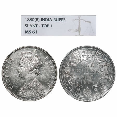 Victoria Empress, Silver, Rupee, 1880, Bombay Mint, A3/II(iv), Dot, Slant 1 mentioned on t