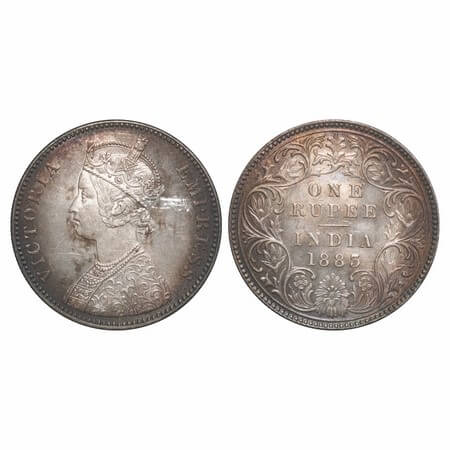 Victoria Empress, Silver, Rupee, 1883, Bombay Mint, A3/I, 'B' raised. F. Prid 164. GK 483.
