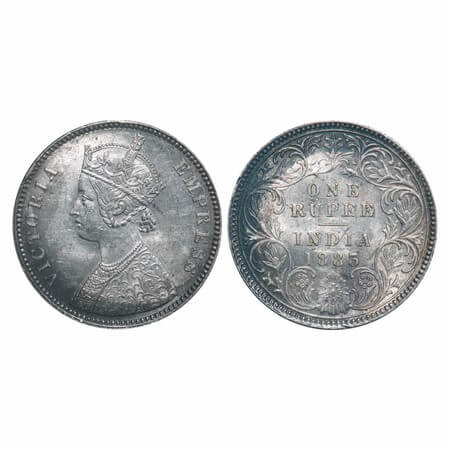 Victoria Empress, Silver, Rupee, 1883, Calcutta Mint, A1/I, 'C' incused. F. Prid 122. GK 4