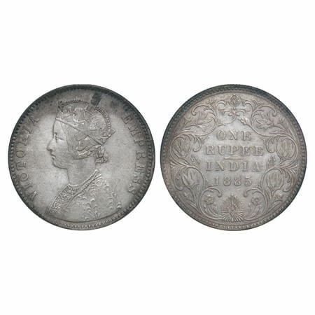 Victoria Empress, Silver, Rupee, 1885, Bombay Mint, A3/II(iv), 'B' raised. F. Prid Unliste