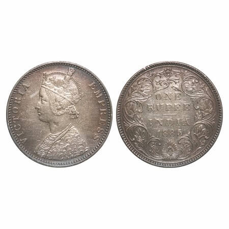 Victoria Empress, Silver, Rupee, 1885, Bombay Mint, C2(i)/I(i), 'B' raised. F. Prid Unlist