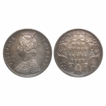 Victoria Empress, Silver, Rupee, 1887, Bombay Mint, C2/I(ii), 'B' raised. F. Prid 172. GK 