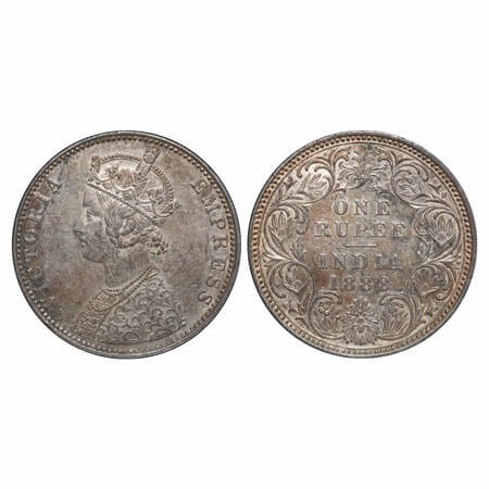 Victoria Empress, Silver, Rupee, 1888, Bombay Mint, C2/I, 'B' raised. F. Prid 174. GK 551.