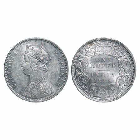 Victoria Empress, Silver, Rupee, 1889, Calcutta Mint, C3/I(i), 'C' incused. F. Prid 130. G