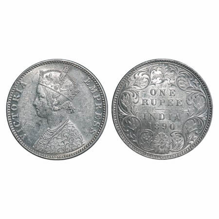 Victoria Empress, Silver, Rupee, 1890, Bombay Mint, C2/I, 'B incused. F. Prid 178. GK 566.