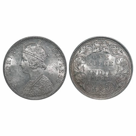 Victoria Empress, Silver, Rupee, 1893, Bombay Mint, C2/I(ii), 'B' incused. F. Prid 182. GK