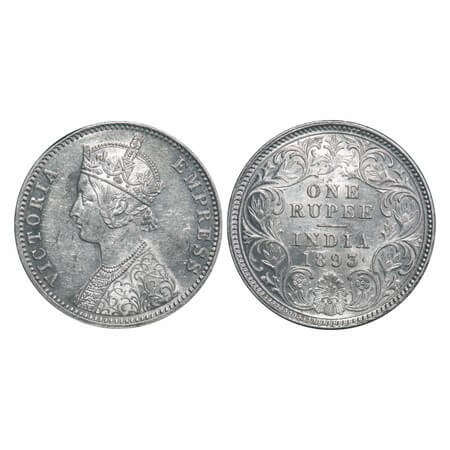Victoria Empress, Silver, Rupee, 1893, Bombay Mint, C2/I(ii), 'B' incused. F. Prid 182. GK