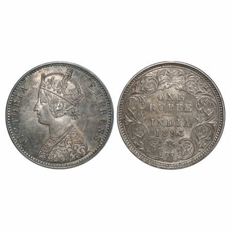 Victoria Empress, Silver, Rupee, 1893, Calcutta Mint, C3/I(i), 'C' incused. F. Prid 134. G